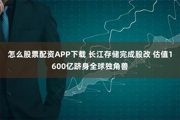 怎么股票配资APP下载 长江存储完成股改 估值1600亿跻身全球独角兽